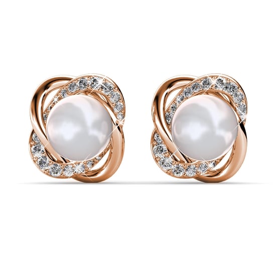 Pendientes Simply Pearl - Oro Rosa y Cristal - Image 1