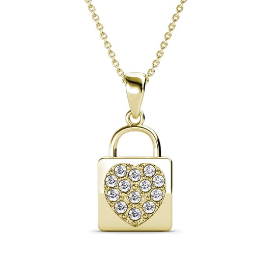Colgantes Lock Heart - Oro rosa y cristal - Image 1
