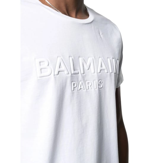 Camiseta Blanca Con Logotipo En Relieve De Balmain Paris - Image 4