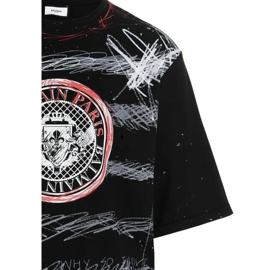 Camiseta Negra Con El Logotipo De La Moneda Del Grafiti De Balmain Paris - Image 3