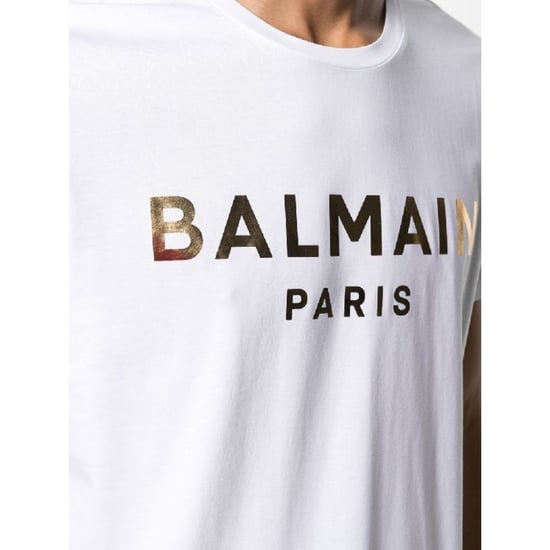 Camiseta Blanca Con Logo Dorado De Balmain Paris - Image 4