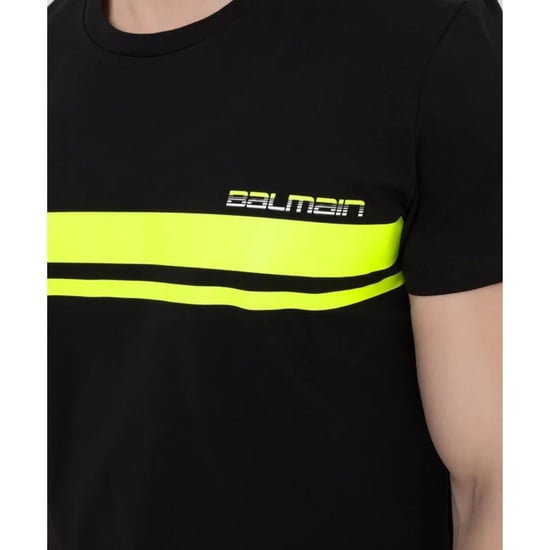 Camiseta Negra Con Logotipo Neón De Balmain - Image 5