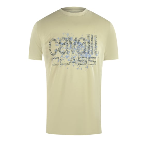 Camiseta Cavalli Class Cracked Sprayed Con Logotipo En Color Beige Arena - Image 1