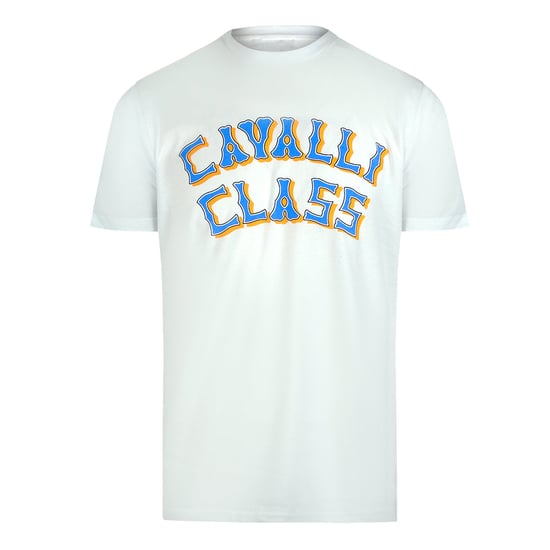 Camiseta Cavalli Class Con Logo En Capas En Blanco Roto - Image 1