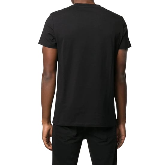Camiseta Negra Con Logotipos Múltiples De Balmain Paris - Image 3