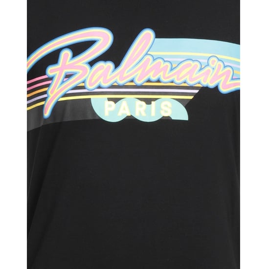 Camiseta Negra Con Logotipo Retro De Balmain Paris - Image 4