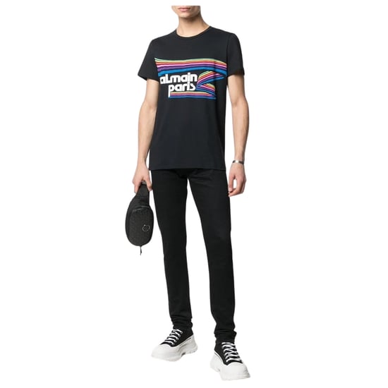 Camiseta Negra Con Logo Multicolor Arcoíris De Balmain Paris - Image 3