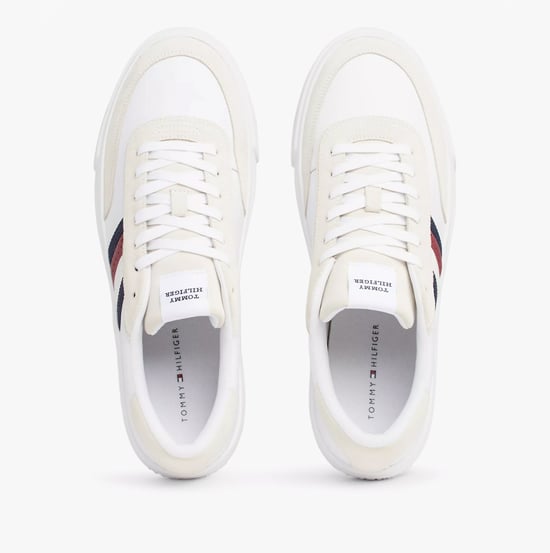Zapatillas de Hombre Tommy Hilfiger Cupset Rwb de Cuero Blancas - Image 5
