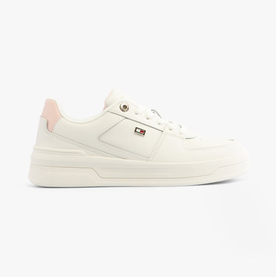 Zapatillas Tommy Hilfiger Flag Basket para mujer Ecru/Rosa caprichoso - Image 1