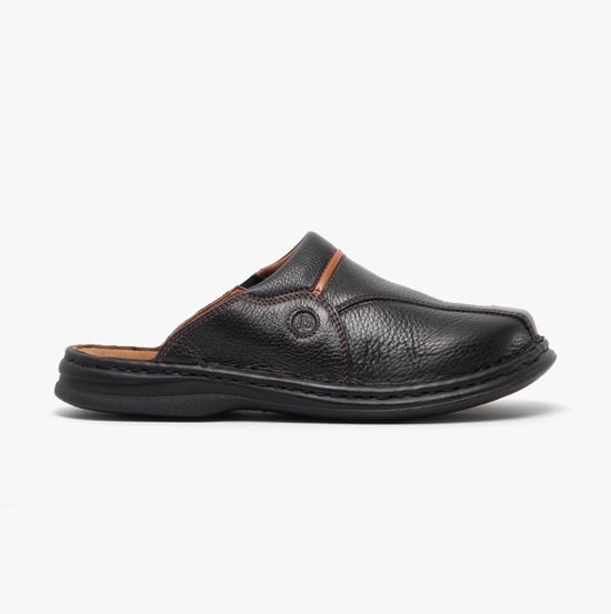Josef Seibel Klaus Mules de cuero para hombre Negros/cognac - Image 1