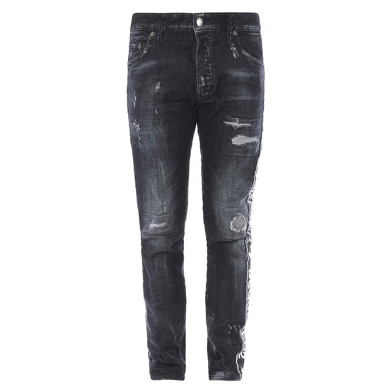 Pantalones Vaqueros Negros Con Dobladillo Encintado Y Estilo Skater De Dsquared2 - Image 1