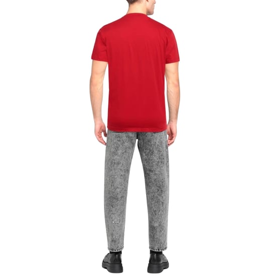 Camiseta Roja De Corte Moderno Con Logo De Hoja De Arce Blanca De Dsquared2 - Image 3