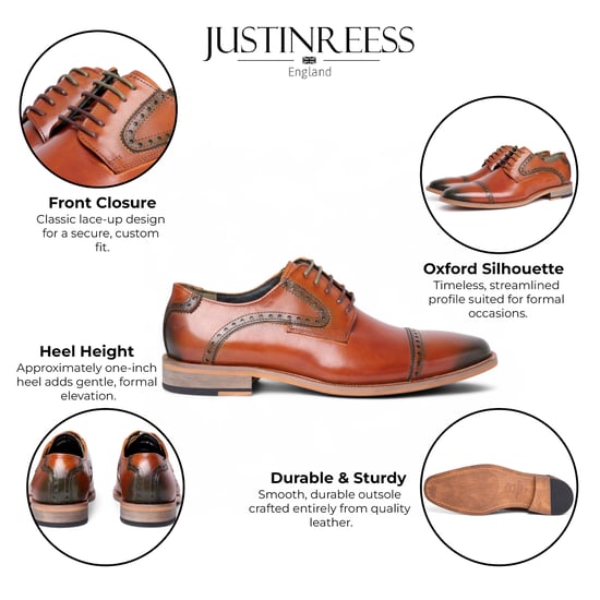 Zapatos Oxford con cordones de cuero marrón para hombre de Justin Reess - Jenson - Image 2