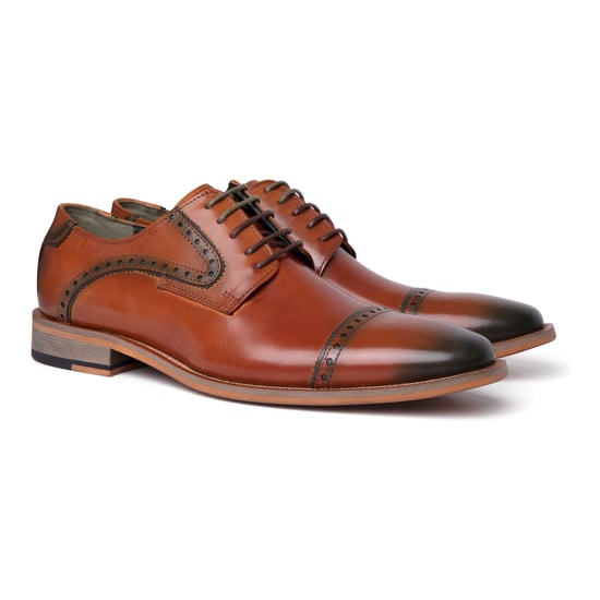 Zapatos Oxford con cordones de cuero marrón para hombre de Justin Reess - Jenson - Image 3