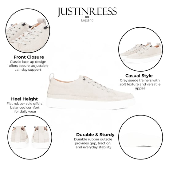 Justin Reess Zapatillas de deporte de cuero de ante gris para hombre - Josh - Image 2