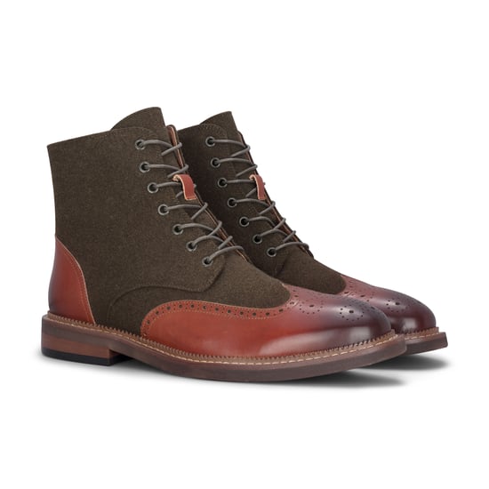 Botines de piel brogue marrón caqui para hombre de Justin Reess - Clifford - Image 3