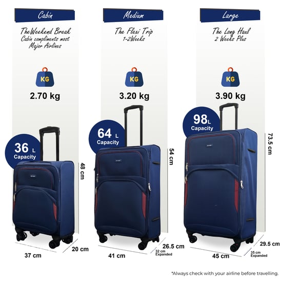 Maleta ligera azul marino suave expandible de 8 ruedas, equipaje de viaje - Image 3
