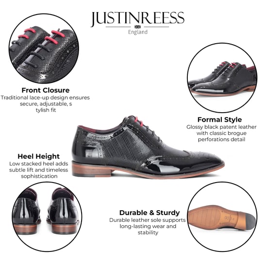 Zapatos brogue de charol negro para hombre de Justin Reess - Flynn - Image 2
