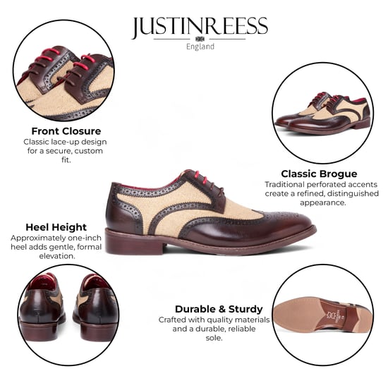 Zapatos brogue de lona y cuero marrón con detalles de Justin Reess para hombre - Cole - Image 2