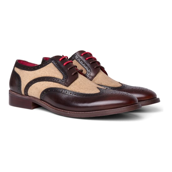 Zapatos brogue de lona y cuero marrón con detalles de Justin Reess para hombre - Cole - Image 3