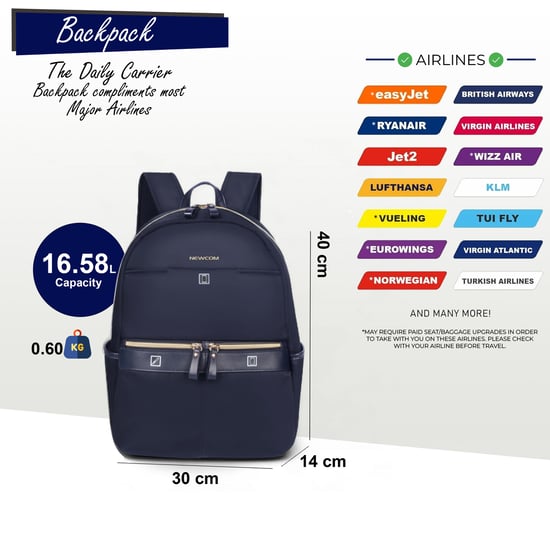 Mochila de viaje de cabina azul de 40 x 30 x 14 cm para Ryanair y Easy Jet. - Image 2