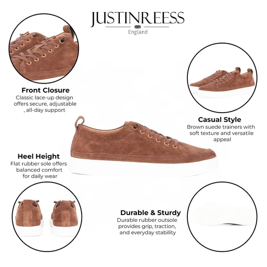 Justin Reess Zapatillas de deporte de cuero de ante marrón para hombre - Josh - Image 2