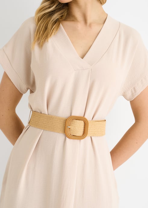 Vestido oversize con cinturón Air Flow beige - Image 2
