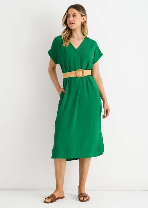 Vestido oversize con cinturón Air Flow verde - Image 3