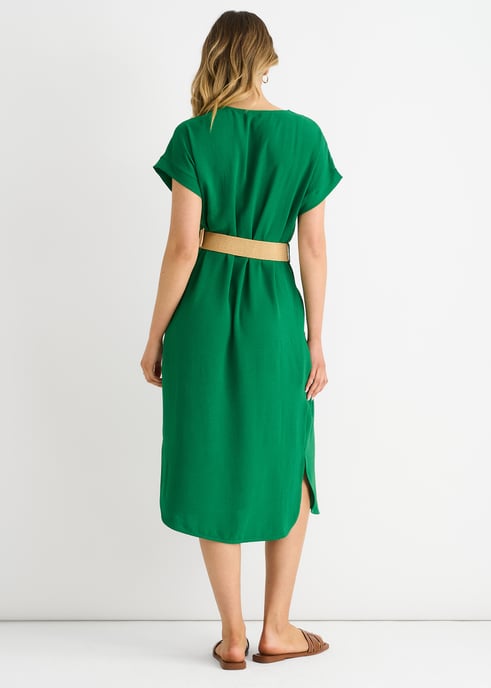 Vestido oversize con cinturón Air Flow verde - Image 4