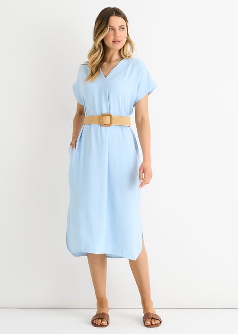Vestido oversize con cinturón Air Flow azul - Image 1