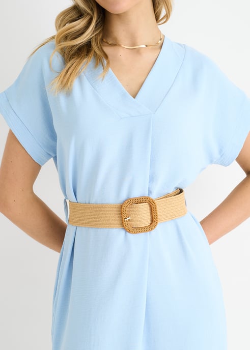 Vestido oversize con cinturón Air Flow azul - Image 2