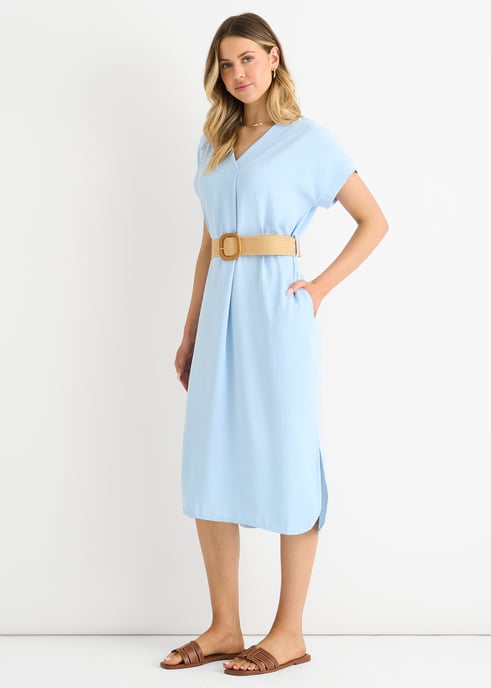 Vestido oversize con cinturón Air Flow azul - Image 3