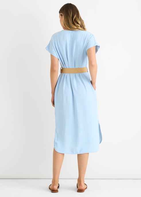 Vestido oversize con cinturón Air Flow azul - Image 4