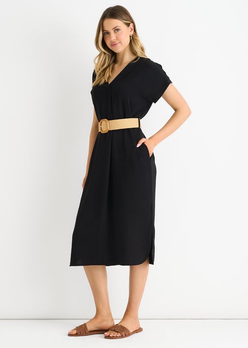 Vestido negro con cinturón Air Flow - Image 3