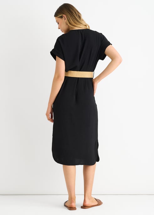 Vestido negro con cinturón Air Flow - Image 4