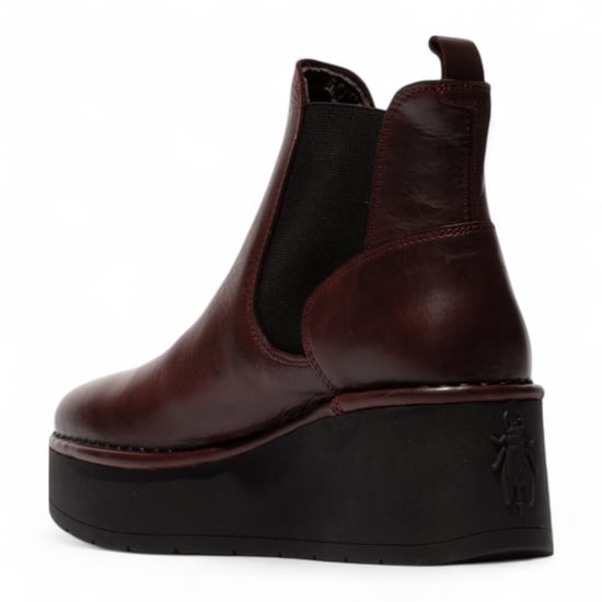 Botas Chelsea de plataforma y tobillo de piel color vino tinto HELY268 de Fly London para mujer - Image 4
