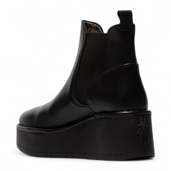 Botas Chelsea de piel con plataforma y cordones, color negro, para mujer, de Fly London, HELY268 - Image 4