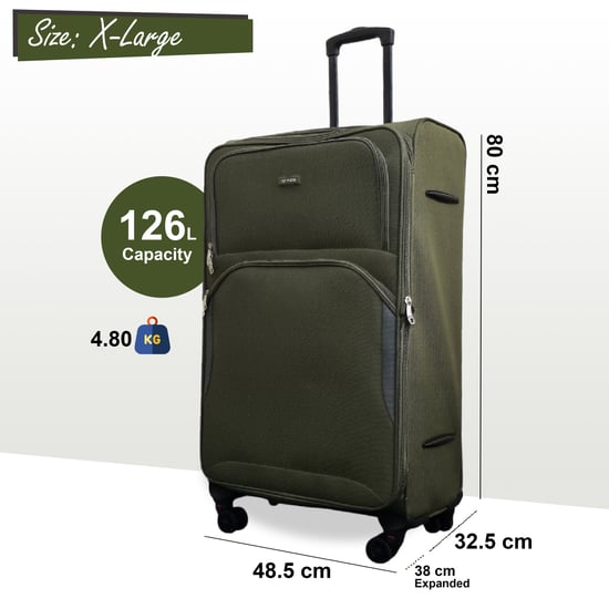 Maleta ligera y expandible de 8 ruedas, extragrande, color caqui y verde, para viaje - Image 2