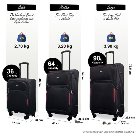 Maleta ligera y expandible de 8 ruedas, color negro, suave, para viajes - Image 3