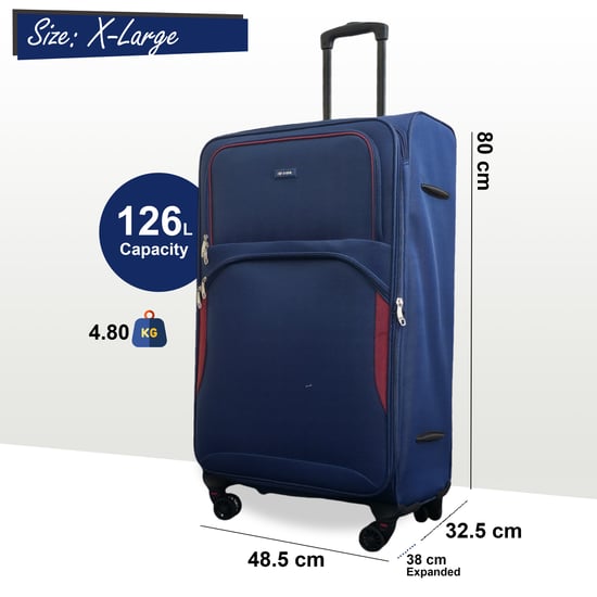 Maleta extensible azul marino suave extragrande de 8 ruedas, ligera, para viaje - Image 2