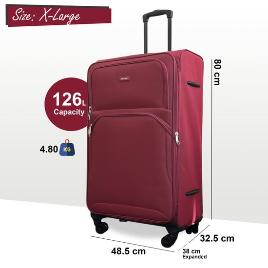 Maleta ligera y expandible extragrande de 8 ruedas, color burdeos, suave, para viaje - Image 2