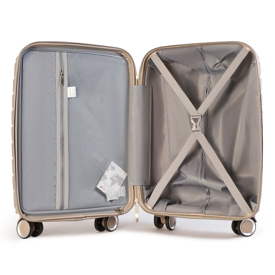 Maleta rígida resistente TSA color beige champán ahumado, 8 ruedas, equipaje de cabina, estuche de viaje para vacaciones - Image 5