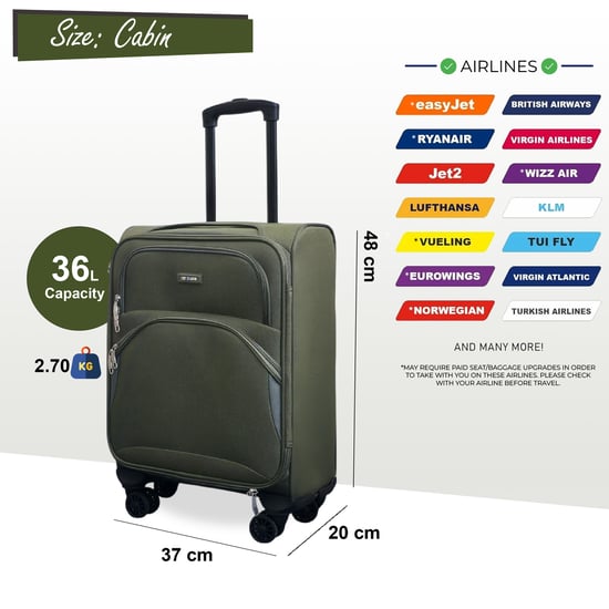 Maleta ligera expandible de 8 ruedas, color caqui y verde, juego de 4 unidades - Image 4