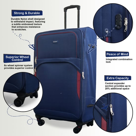 Maleta ligera expandible de 8 ruedas, color azul marino, juego de 4 unidades - Image 3