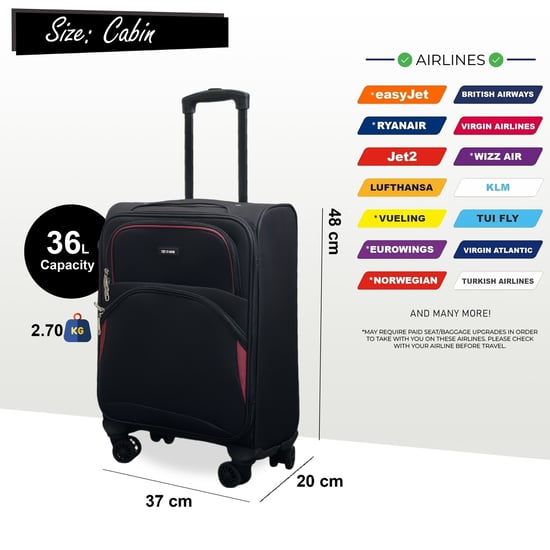 Maleta ligera y expandible de 8 ruedas, color negro, juego de 4 unidades - Image 4