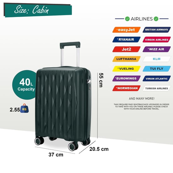 Maleta de cabina rígida y robusta de 37,5 x 20,5 x 55 cm. Equipaje TSA. Apta para Easyjet, Ryanair y Wizzair. - Image 2