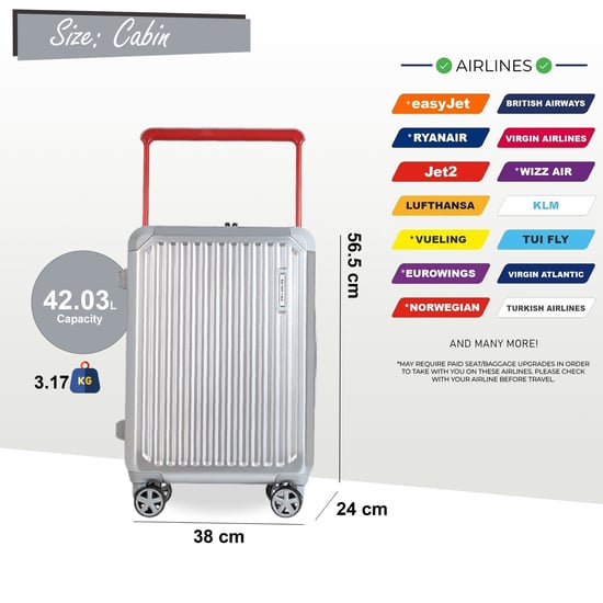 Maleta de cabina rígida plateada inspirada en Rimowa, con ruedas y duradera, TSA - Image 2