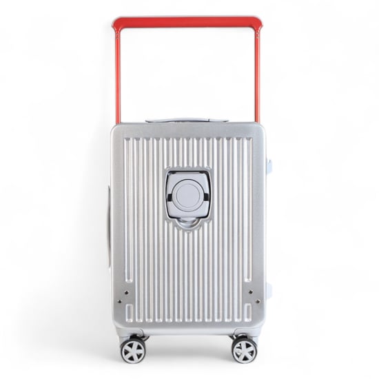 Maleta de cabina rígida plateada inspirada en Rimowa, con ruedas y duradera, TSA - Image 4
