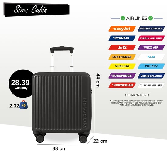 Maleta rígida de cabina de 44 x 22 x 38 cm, color negro, con cierre de seguridad TSA, apta para Easyjet y Ryanair. - Image 2