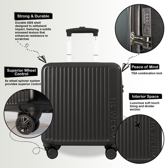 Maleta rígida de cabina de 44 x 22 x 38 cm, color negro, con cierre de seguridad TSA, apta para Easyjet y Ryanair. - Image 3